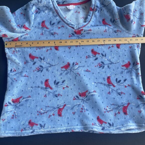 PinkK Womens Sweater Plus Size 2X Fleece Cardinal Bird Nature V-neck Soft - Picture 8 of 11